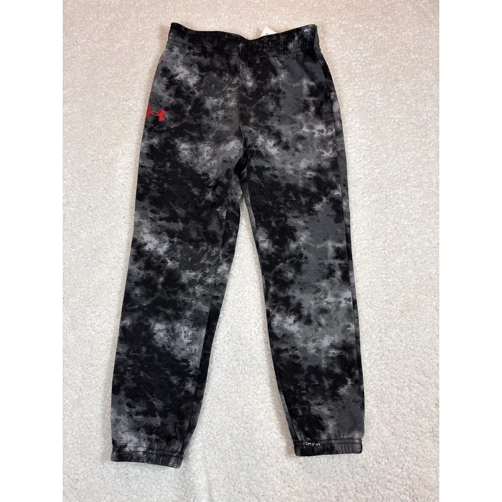Under Armour Joggers Boys S Grey Black Tie Dye‎ Good Fleece Athletic Pants